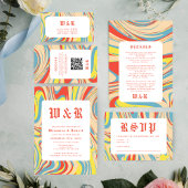 Retro Swirl Marmer Abstract Monogram Ronde Sticker