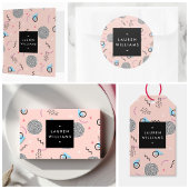 Retro Confetti Memphis Patroonroze Aangepast Ronde Sticker