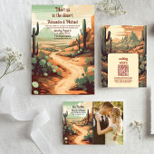 Waterverf Zuidwestelijke Woestijn en Cactus Bruilo All In One Uitnodiging