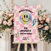 Retro Emoji Glimlach Verjaardag voor Meisjes Papieren Bordje