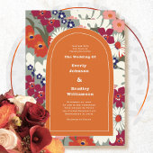 Retro Boho Chic Bloem Burgundy Huwelijk RSVP