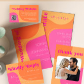 Moderne retro zonsondergang sinaasappel folie uitnodiging