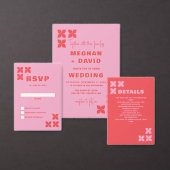 Retro Groovy 70s Patroon Roze Rood Bruiloft Acryl Uitnodigingen (Personaliseer de collectie van deze zelfstandige maker.)