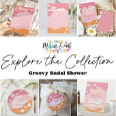 Retro Groovy Vrijgezellenfeest, jaren 70 Hippie Vi Informatiekaartje