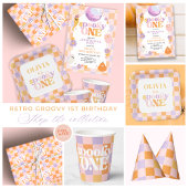 Retro Checkered Halloween eerste verjaardag Ronde Sticker