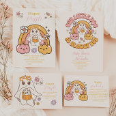 Retro Groovy Halloween Little Boo Raffle Diapper Informatiekaartje