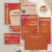 Retro 70s red orange beige wedding save the date