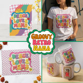 Kleurrijke Retro Groovy Mom Quote Typografie Hippi Theedoek