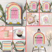 Retro halve daisy Baby shower Informatiekaartje
