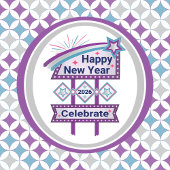 Retro Happy New Year Sign – Celebrate Marquee Wijnglas Zonder Voet