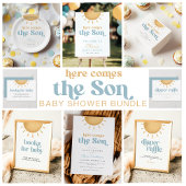 Retro Sunshine Boy Baby Shower Ronde Sticker