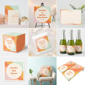 Retro Mint Oranje Strepen Aangepaste Baby shower D Ronde Sticker