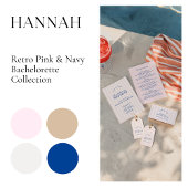 Retro Moderne Roze & Navy Bachelorette Groot Cadeauzakje