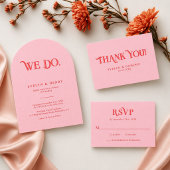 Red and Pink Retro Wedding Program Handwaaier