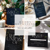 Modern Black Moody Botanical Save the Date