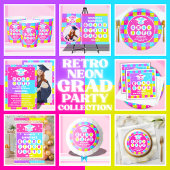 Retro Neon Afstudeerfeest Bedankt Ronde Sticker