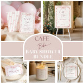 Retro Pink Bow Cafe Bebe Girl Coffee Baby Shower Kaart