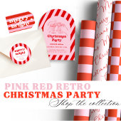 Rode Roze Strepen Retro Keuken Handdoek