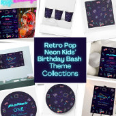 Retro Pop Neon Kinder Verjaardag Bash Papieren Bordje
