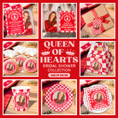 Retro Queen of Hearts Bridal Shower Uitnodiging