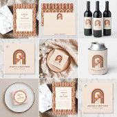 Retro Bohemian Autumn Terracotta Floral Wedding Kaart