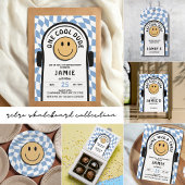 Blauw-wit Retro Checkered Birthday Boy Servet