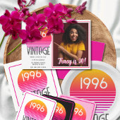 Klassieke 1996 Neon Retro Streep Zon 30e Verjaarda Kartonnen Onderzetters