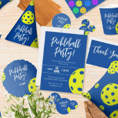 Retro Style Neon Blauw Theme Pickleball Verjaardag Zandsteen Onderzetter