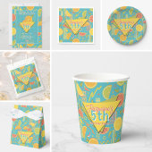 Retro Blue Summer Citrus Fruit Birthday Kaart