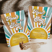 Retro Sunshine Boy Baby shower Papieren Bordje