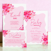 Heet geel golvend lijst boho floraal baby shower kaart