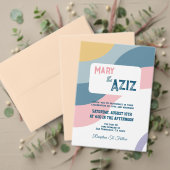 Pastel Groovy Retro 70s Bloemen bruiloft uitnodigi Kaart (Personaliseer deze collectie van deze onafhankelijke maker. Test)