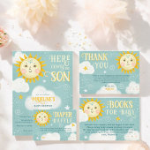 Retro Dank u Zon en Clouds baby shower Vierkante Sticker