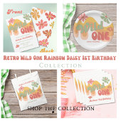 Wild One Retro Regenboog Daisy 1e Verjaardag Papieren Bordje