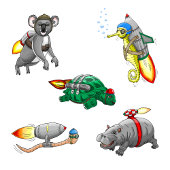 Rocket Hippo Rubberstempel