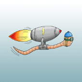 Speedy Rocket Worm Verjaardag Kaart