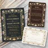 Rococo Revival Elegant Vintage Floral Wedding Kaart