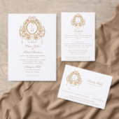 French Rococo Rose Monogram Wedding RSVP Kaartje (Personaliseer de collectie van deze zelfstandige maker.)