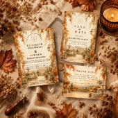 Romantische herfst buitenhuwelijk save the date