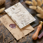 Romantisch Beige Pioenrozen Bloemen Herfst Bruilo Folie Uitnodiging