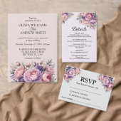 Aangepaste Roze en Paarse Bloemen Save the Date Ka (Personaliseer de collectie van deze zelfstandige maker.)