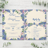 Blauwe & Paarse Bloemen Huwelijksuitnodiging (Personaliseer de collectie van deze zelfstandige maker.)