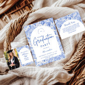 Romantic Blue Garden Graduation Party Kaart