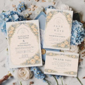 Romantic Blush Rose Arch Wedding Kaart