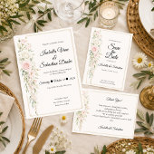 Romantische Blush Roos Elegantie Bruiloft Save The Date