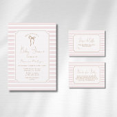 Romantische Blush Gestreepte Gouden Frame Boog Bab Kaart
