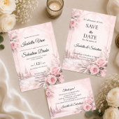 Romantische Blush Winterhuwelijk Save The Date