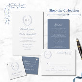 Romantische Botanische Crest Bruiloft All In One Uitnodiging