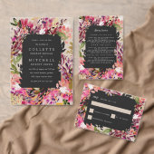 Romantic Bouquet Hot Pink Black Gold Weddenschap R Kaart (Personaliseer de collectie van deze zelfstandige maker.)