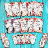 Elegante Floral Dusty Roos bruid en bruidegom brui Kaart